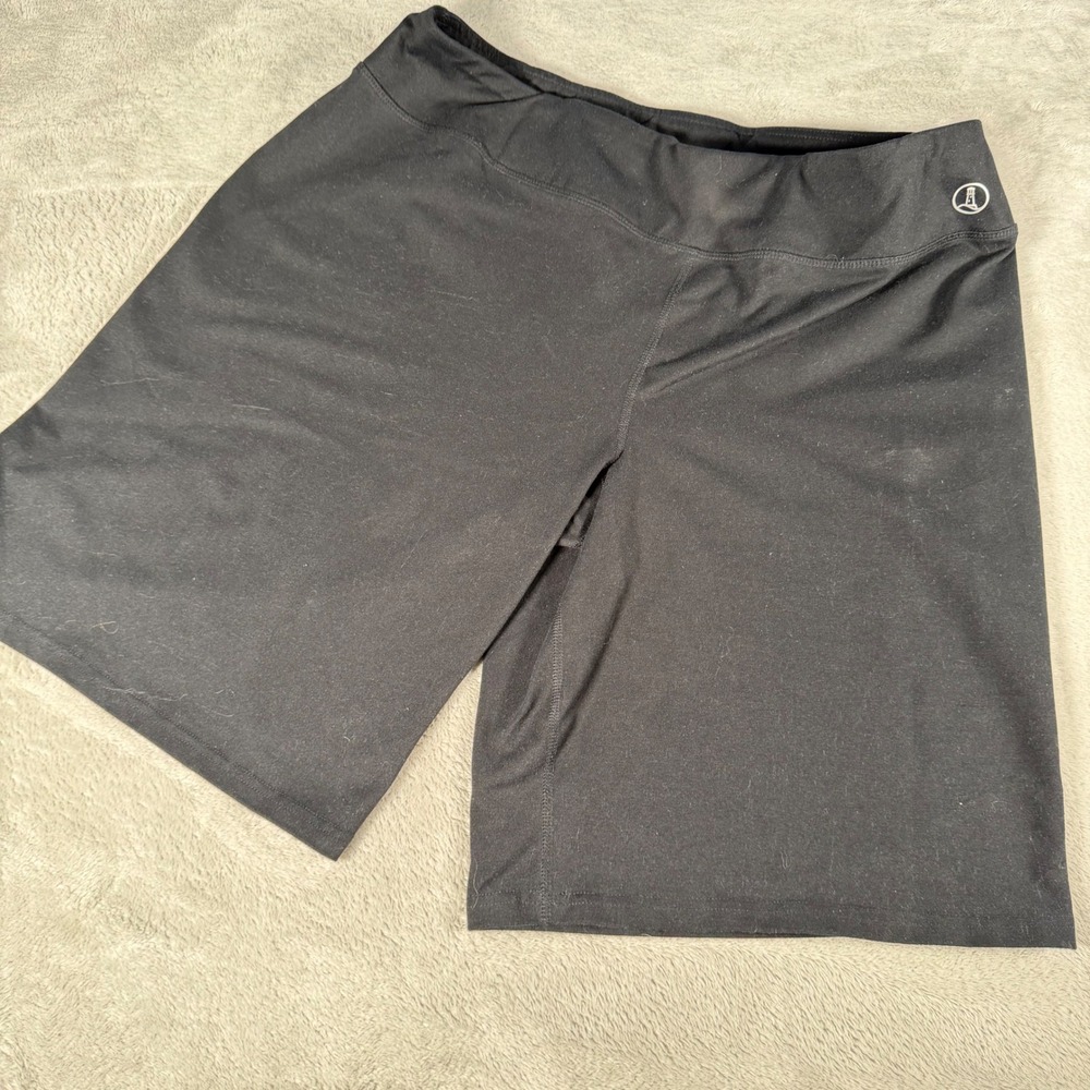 Lands End Womens XL Black Active Bike Shorts Athletic Spandex Yoga Cycling
